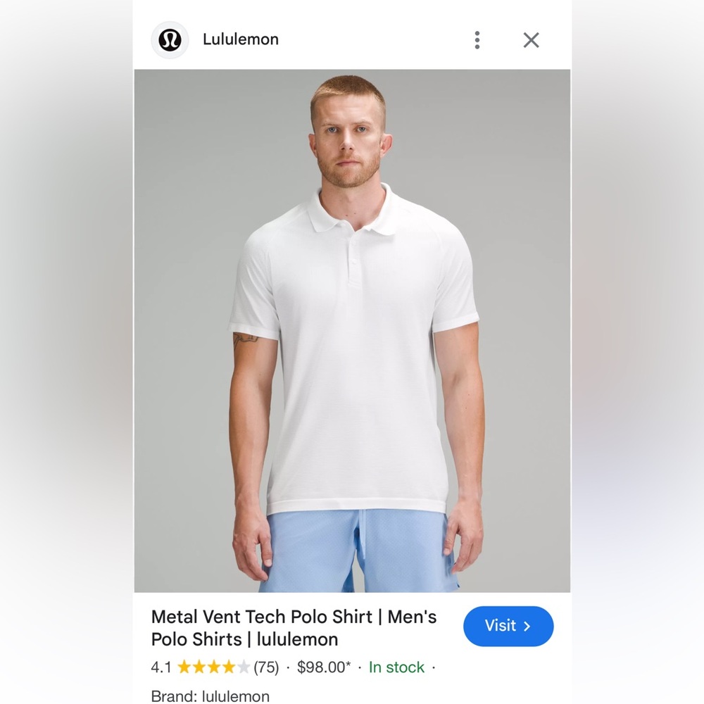 lululemon athletica Men's White Polo Shirt